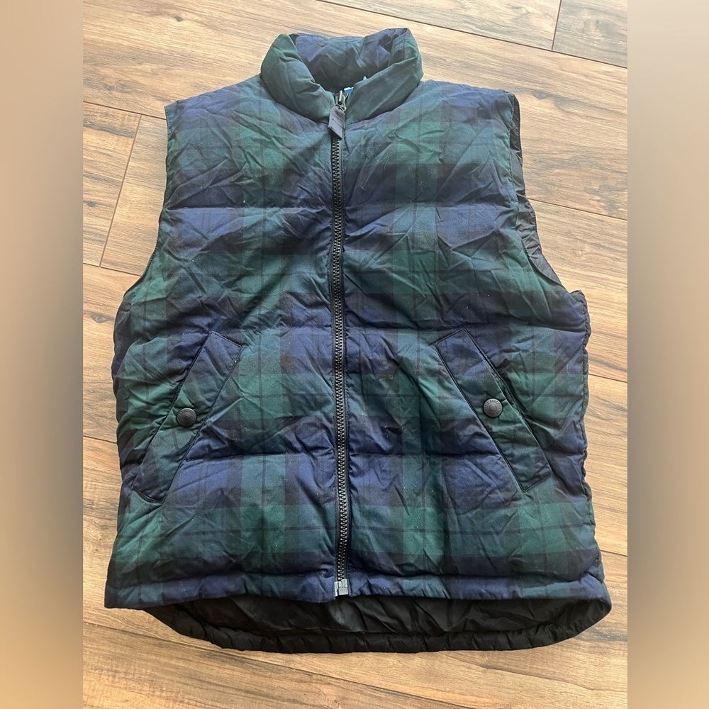 Eddie Bauer Women’s Tall M Goose Down Puffer Vest Blackwatch Plaid